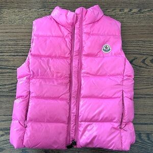 Moncler pink puffer vest for girls size 5